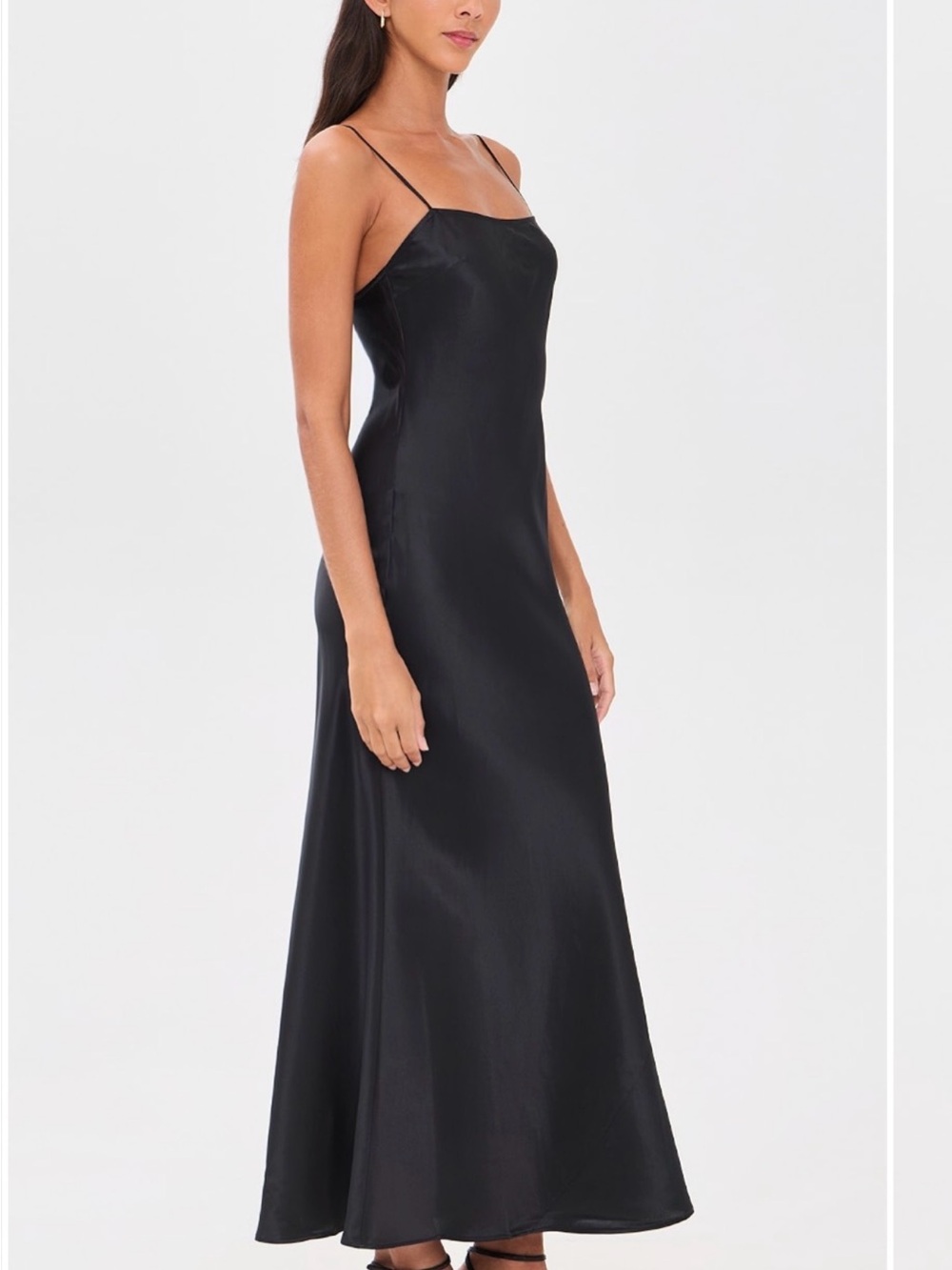 Reformation Black Satin Slip Maxi Dress